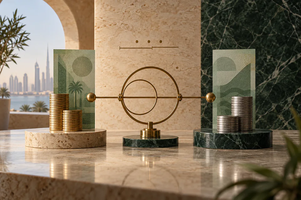دو گروه اسکناس و سکه در دو سوی ابزار سنجش نسبت ارز